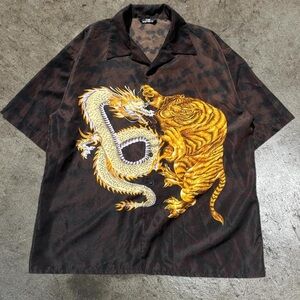 Extreme Limit Grunge Black and Gold Dragon Tiger Shirt